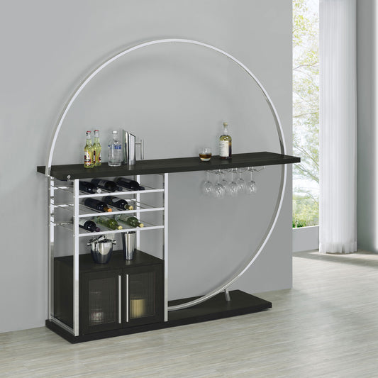 Risley 2-door Circular LED Wine Cabinet Dark Charcoal