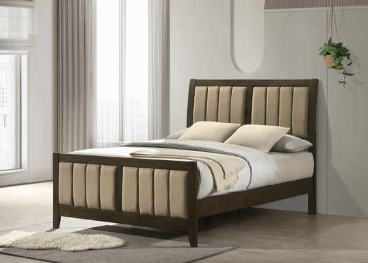 Wilkes 51-inch Upholstered Full Bed Dark Cocoa