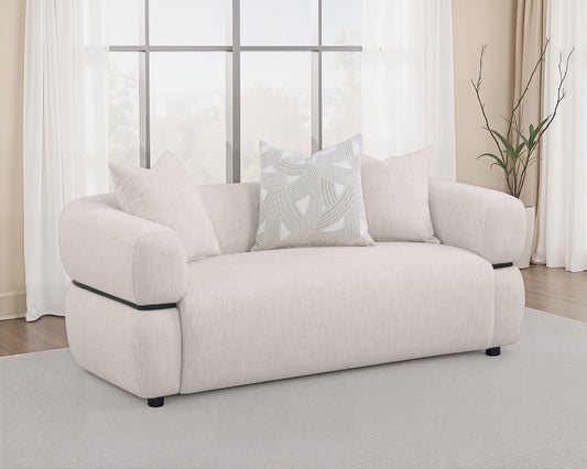 Jeanette 73-inch Fabric Upholstered Round Arm Loveseat Beige