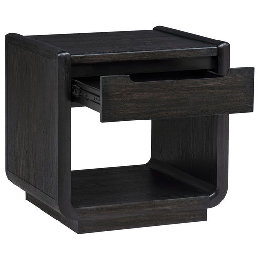 Leandro 1-drawer Wood Occasional Side End Table Burnished Black