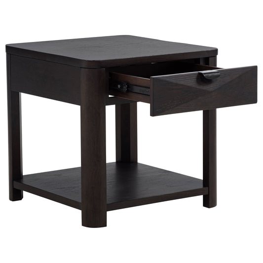 Marcelo Wood End Table with Drawer and Shelf Coffee