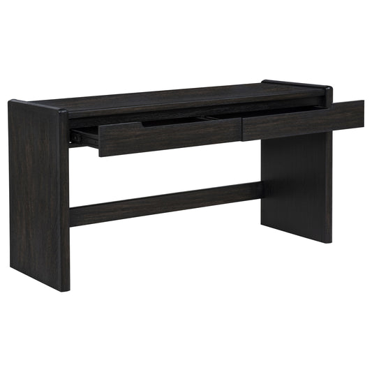 Leandro 2-drawer Home Office Writing Desk Burnished Black