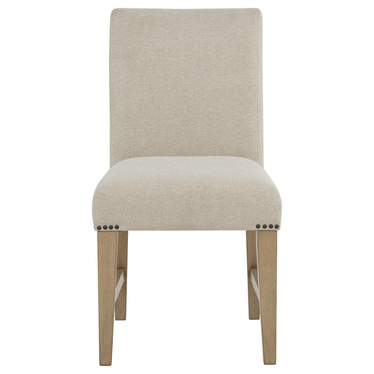 Naser Parsons Dining Side Chair Beige and Light Oak (Set of 2)