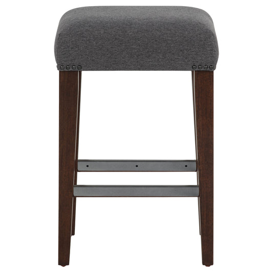 Naser Upholstered Counter Stool Grey and Dark Walnut (Set of 2)