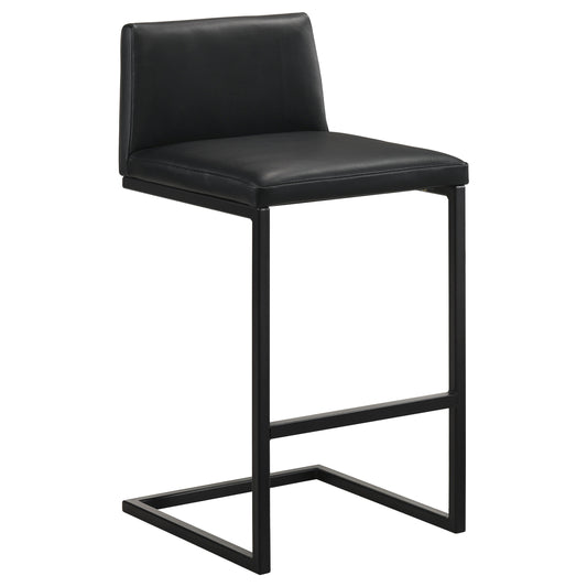 Vardon Genuine Leather Bar Stool Black (Set of 2)