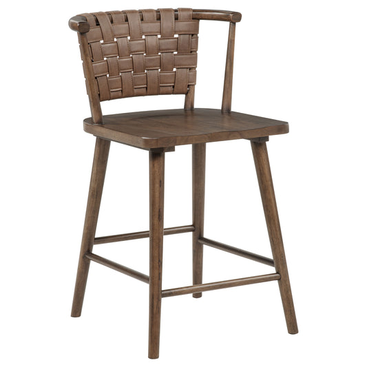 Tallis Woven Leatherette Back Counter Chair Brown (Set of 2)