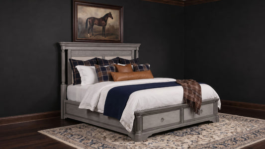 Cresswell Queen Upholstered Storage Platform Bed Weathered Taupe