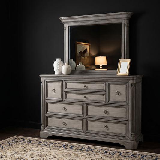 Cresswell 8-drawer Dresser with Mirror Weathered Taupe