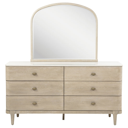 Lucaire 6-drawer Dresser Cabinet with Mirror Sandstone