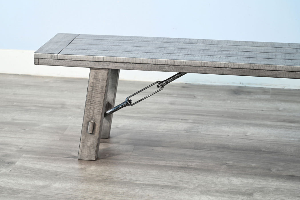 Alpine - Bench With Turnbuckle, Wood Seat - Gray
