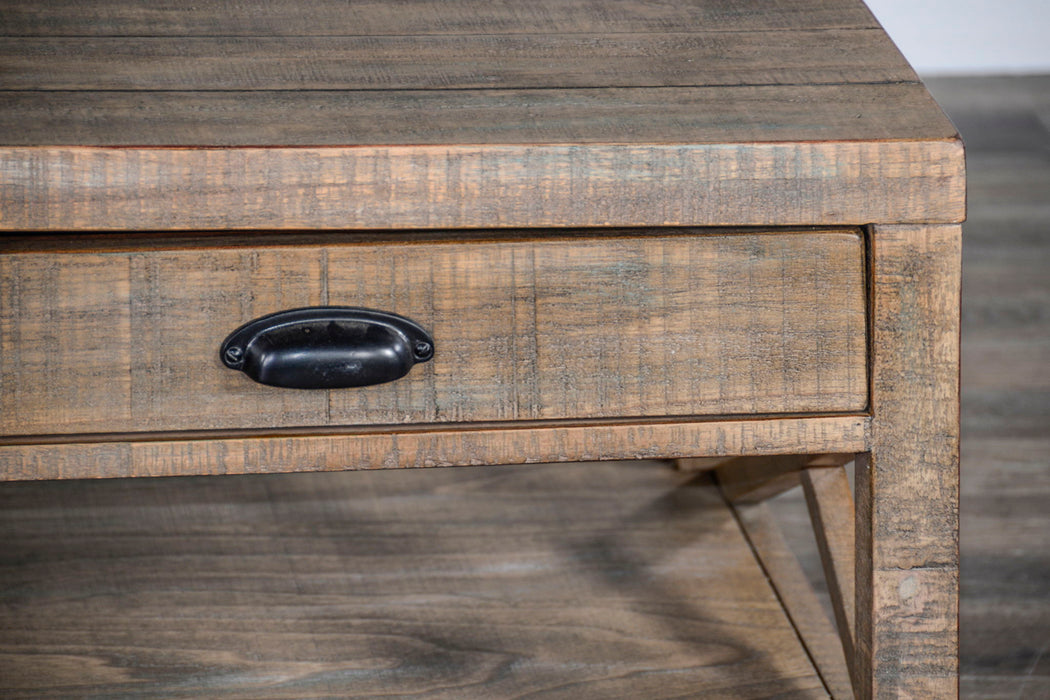 Durango - Cocktail Table (No Basket) With Planked Top - Weathered Brown