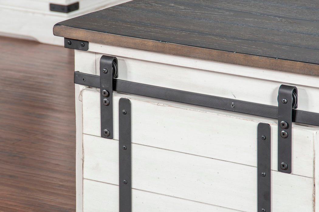 French Country - End Table - White / Dark Brown