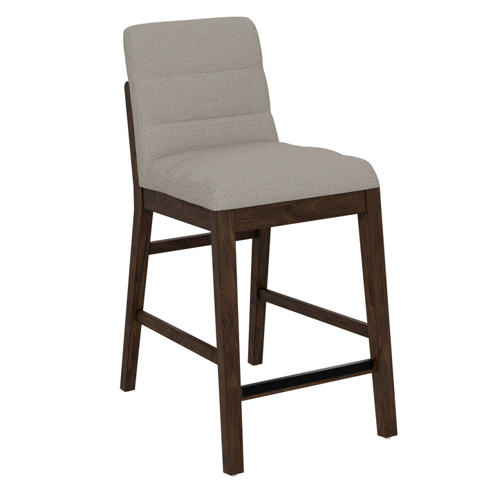 Ronan - Upholstered Gathering Stool With Heathered Beige Fabric (Set of 2) - Rich Brown