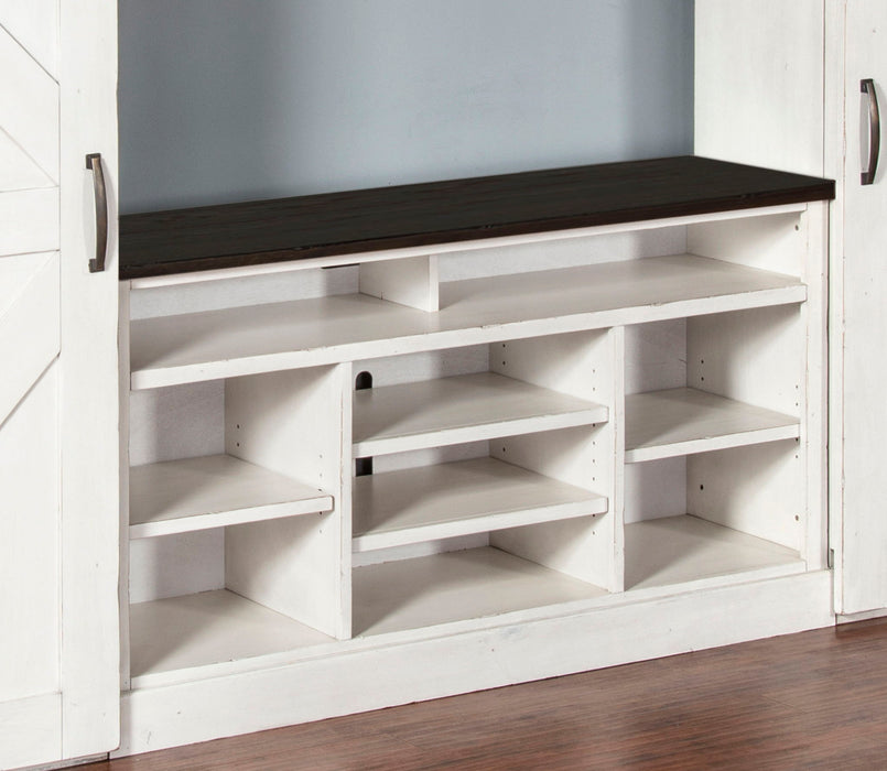 Carriage House - 55" TV Console - Cottage White / Europen Dark
