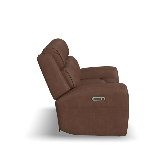 Warren - Power Reclining Loveseat With Console, Power Headrest & Lumbar - Dark Brown