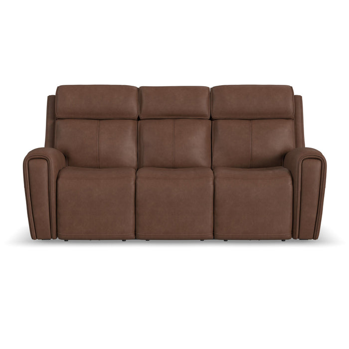 Warren - Power Reclining Sofa With Console, Power Headrest & Lumbar - Dark Brown