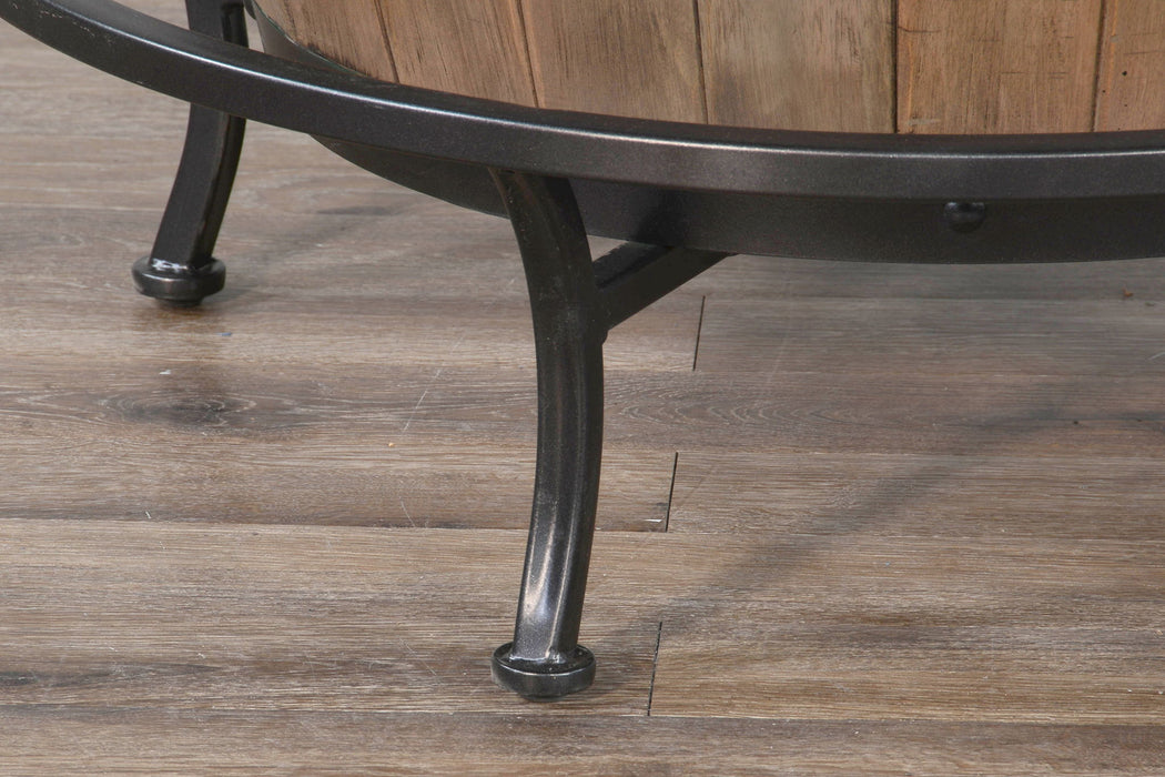 Doe Valley - Round Pub Table With Wine Barrel Base - Buckskin