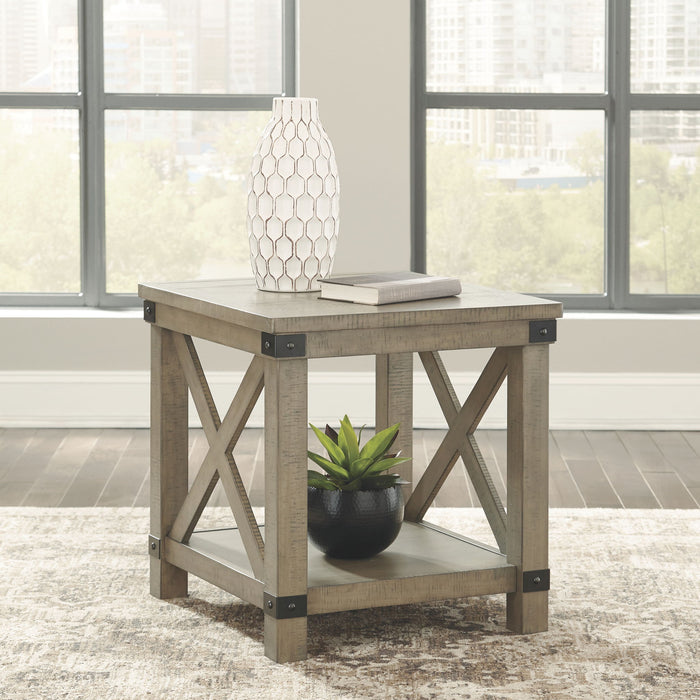 Aldwin - Rectangular End Table - Crossbuck Styling - Gray