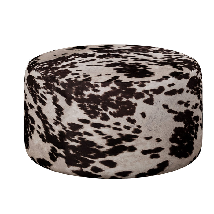 Walker - Cow Print Round Cocktail Ottoman With Soft Fabric - Brown