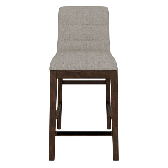 Ronan - Upholstered Gathering Stool With Heathered Beige Fabric (Set of 2) - Rich Brown