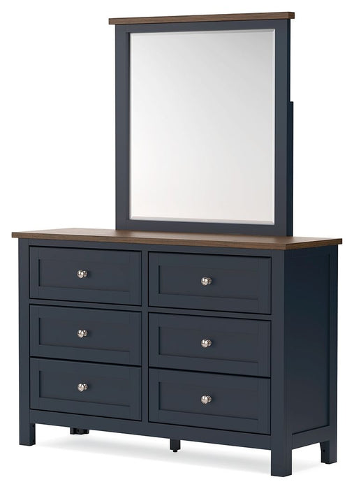 Landocken - Dresser and Mirror - Brown / Blue