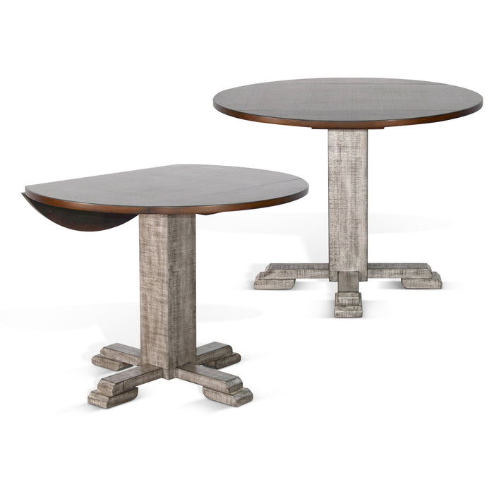 Homestead Hills - Drop Leaf Round Table - Tobacco Leaf / Alpine Gray