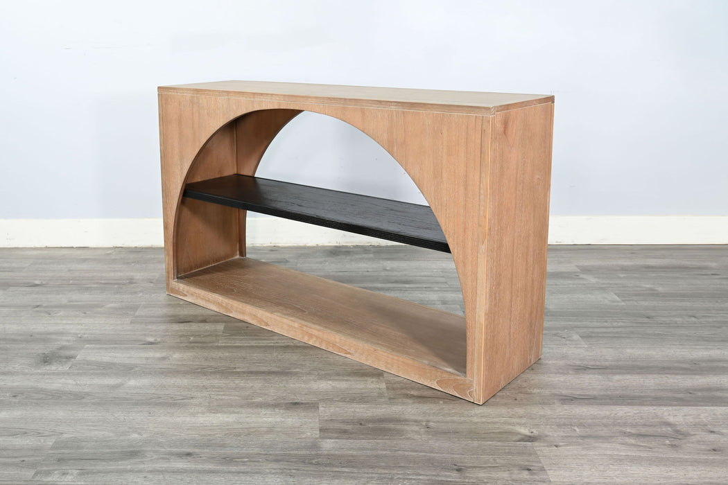 Modern - Wood Sofa Table With Arched Open Shelf Design