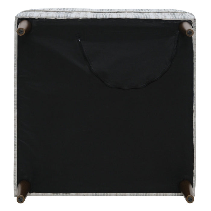 Elsbury - Ottoman With Solid Wood Legs - Data Mist