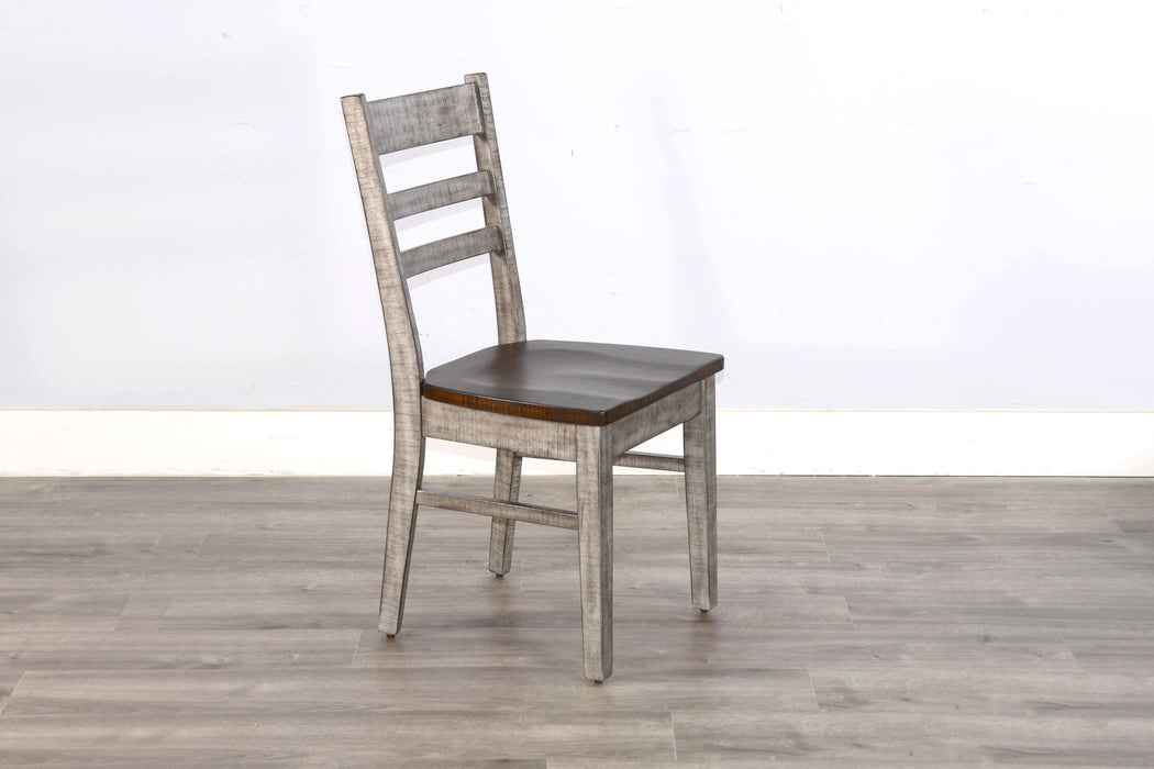 Homestead Hills - Ladderback Chair, Wood Seat (Set of 2) - Tobacco Leaf / Alpine Gray