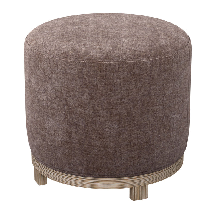 Lana - Swivel Ottoman With Wood Trim - Antique Rose