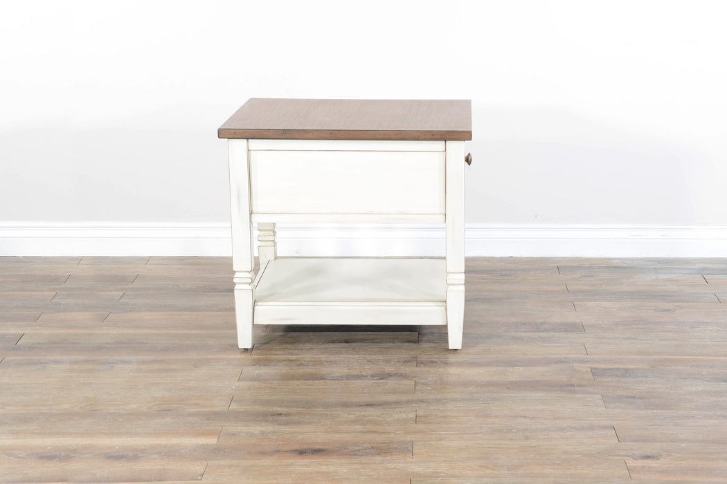End Table - White / Light Brown
