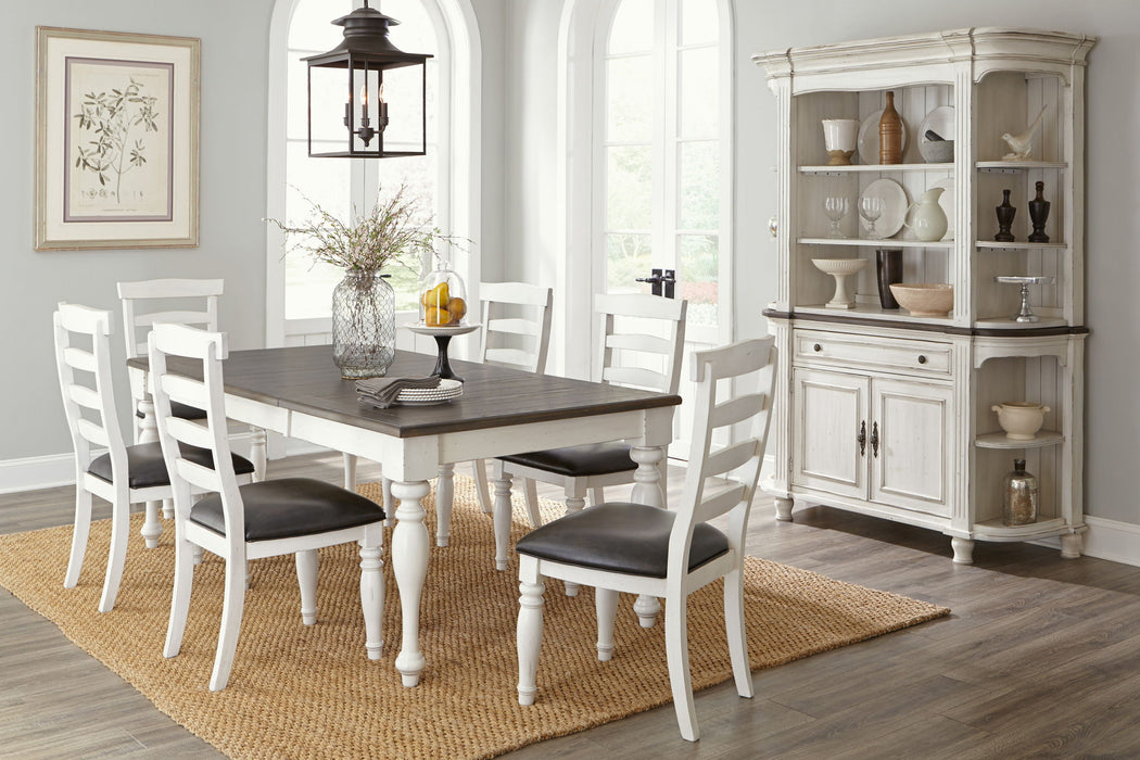 Bourbon County - Rectangular Dining Table With Extensions - White / Dark Brown