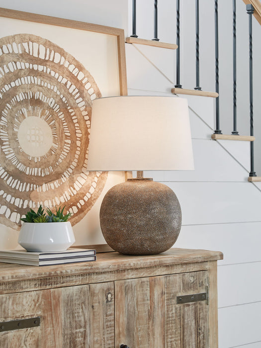Neavesboro - Metal Table Lamp - Antique Brown / White