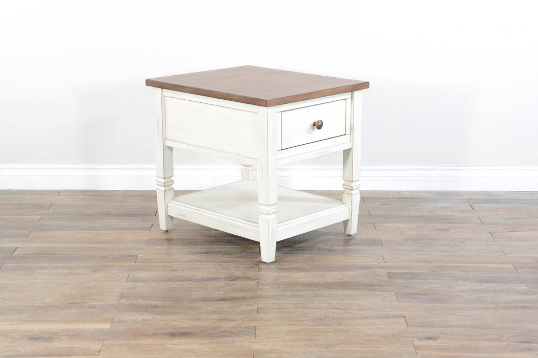 End Table - White / Light Brown