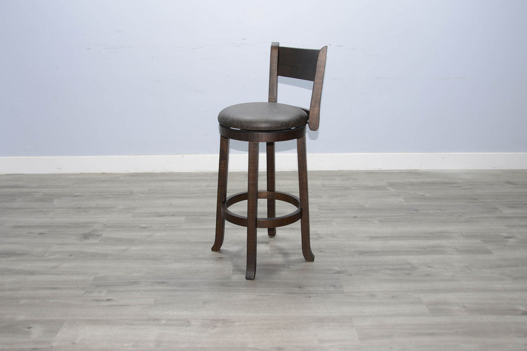 Homestead - 30"H Swivel Barstool, Cushion Seat & Back (Set of 2) - Dark Brown