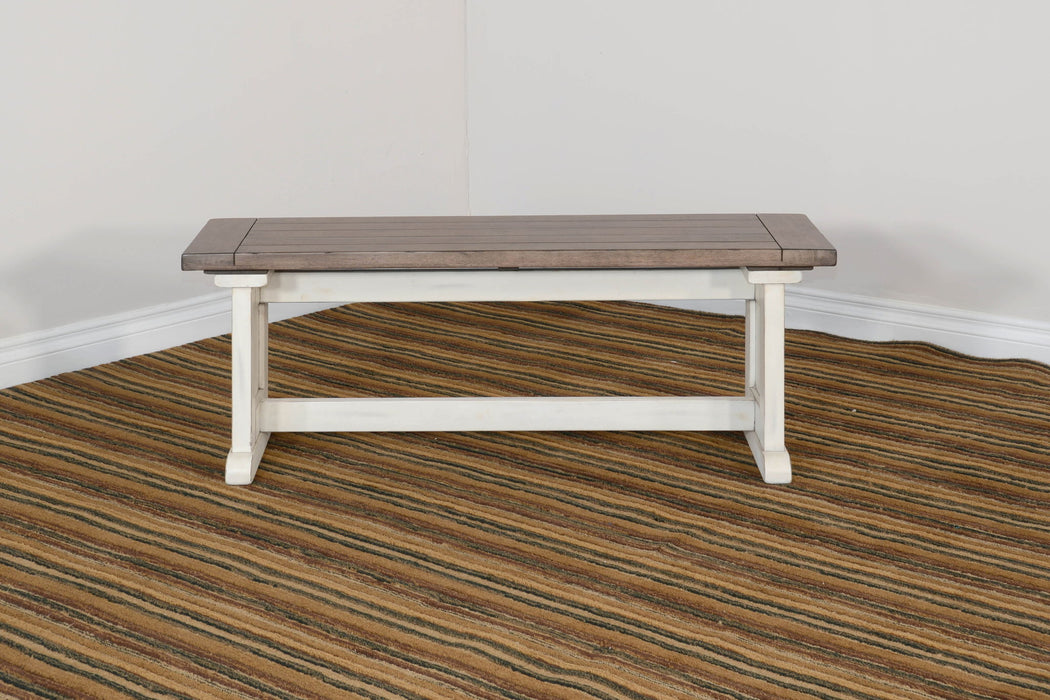 Pasadena - Wood Side Bench - Buckskin / Marble White
