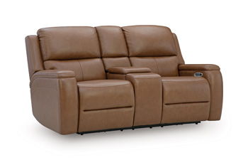5Z-Syran - Power Reclining Loveseat With Console / Adjustable Headrest - Caramel