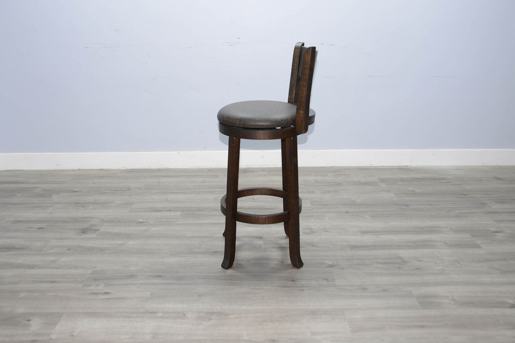 Homestead - 30"H Swivel Barstool, Cushion Seat & Back (Set of 2) - Dark Brown