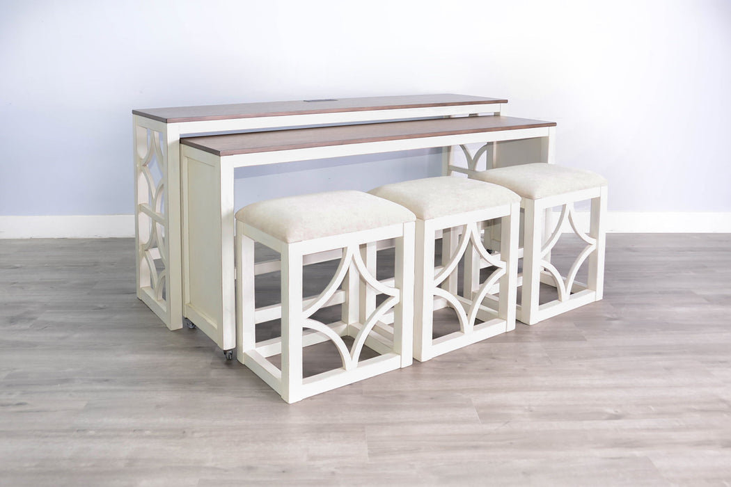 Pasadena - Nesting Console Table With Stools (5 Piece Set) - Buckskin / Marble White