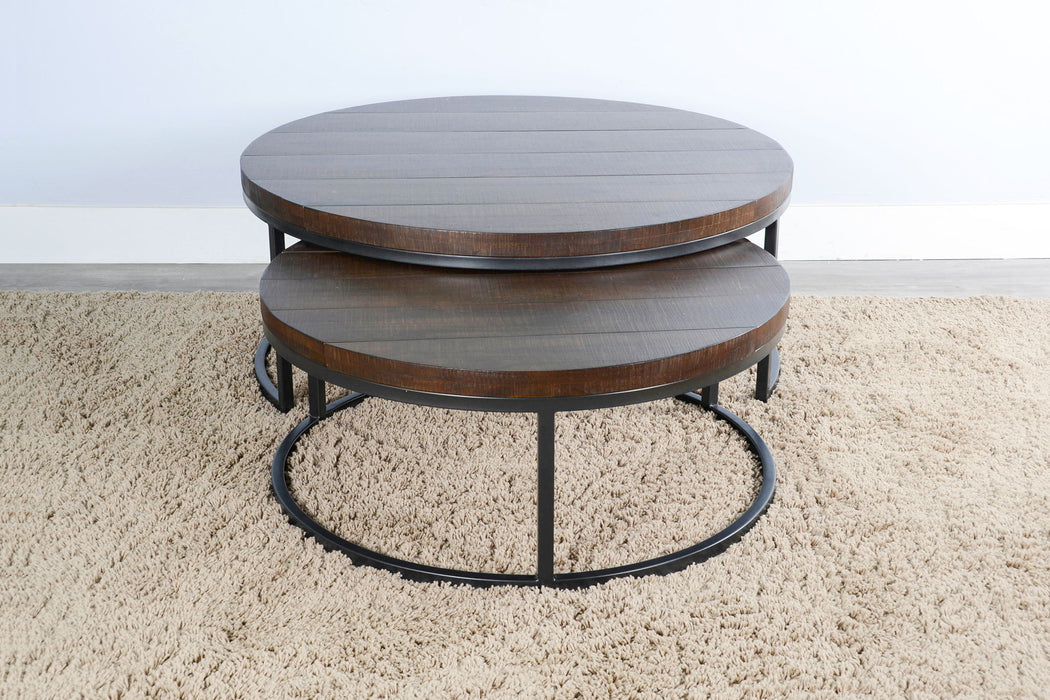 Homestead - Nesting Table Set With Metal Base - Dark Brown