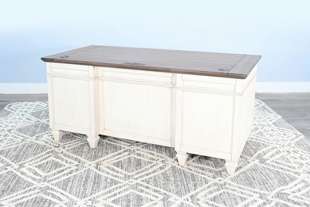 Pasadena - Desk With Drawers - Buckskin / Marble White