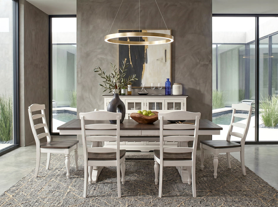 Carriage House - Trestle Table - Cottage White / Europen Dark