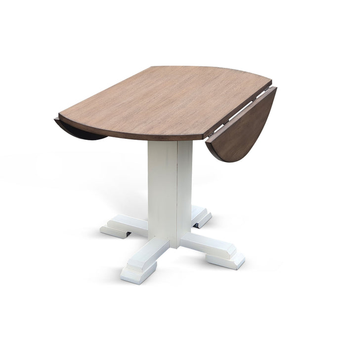 Drop Leaf Round Table - Buckskin / Marble White