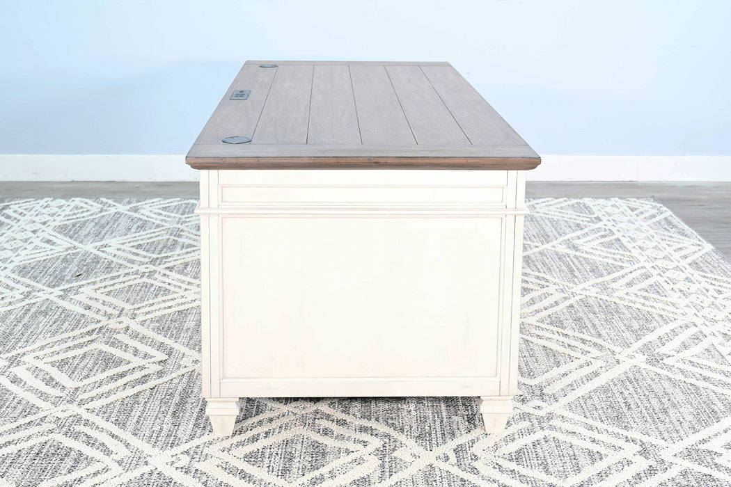 Pasadena - Desk With Drawers - Buckskin / Marble White
