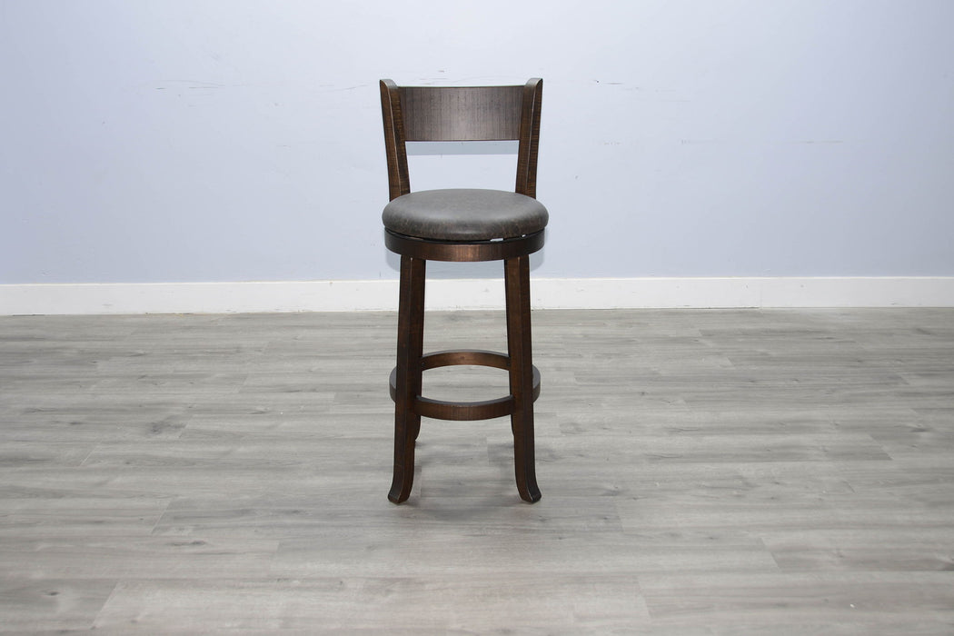 Homestead - 30"H Swivel Barstool, Cushion Seat & Back (Set of 2) - Dark Brown