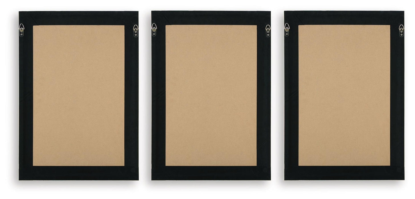 Huddwick - Wall Art Set (Set of 3) - Linen / Black