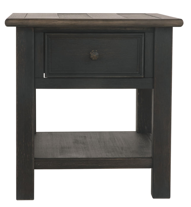Tyler Creek - Rectangular End Table - Grayish Brown / Black