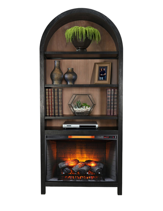 Chill - Arch Bookcase With 33" Fireplace Option - Umbra
