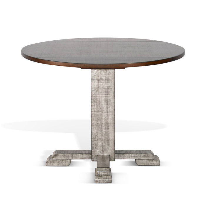 Homestead Hills - Drop Leaf Round Table - Tobacco Leaf / Alpine Gray