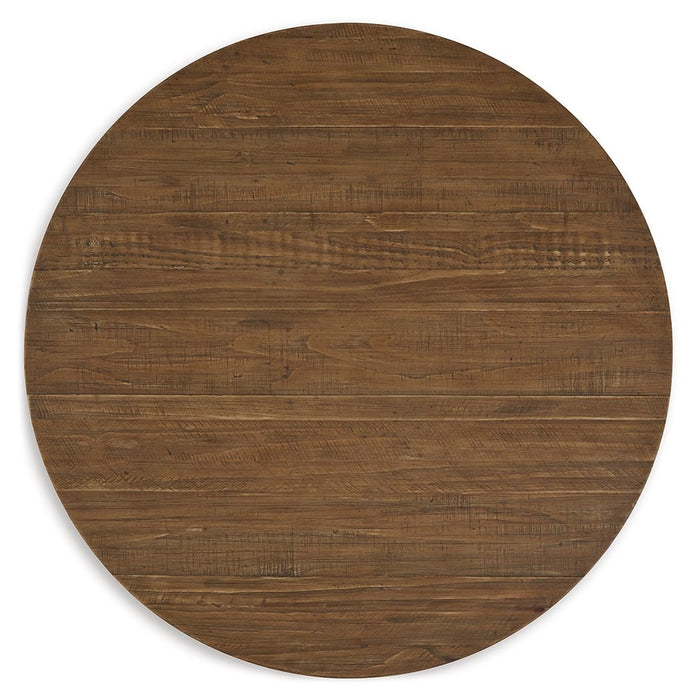 Mackifeld - Round Cocktail Table - Warm Brown
